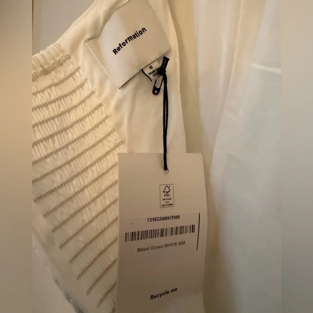 Reformation Bessi Halter Midi Dress White NWT - Picture 7 of 11